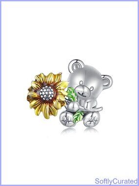 Gold-plated 925 Sterling Silver Bear Charm for Bracelet Necklace